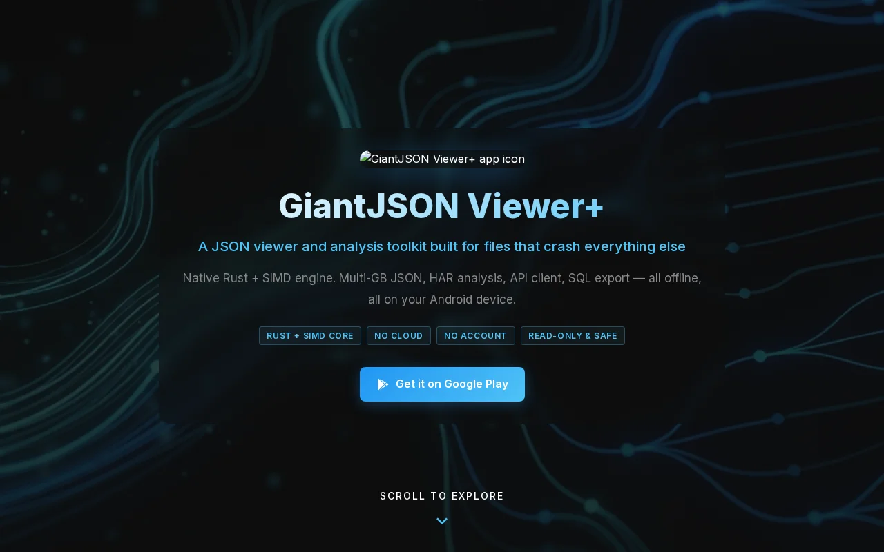 Updated GiantJSON Viewer – Opening 100GB JSONs on Android (Rust+SIMD)