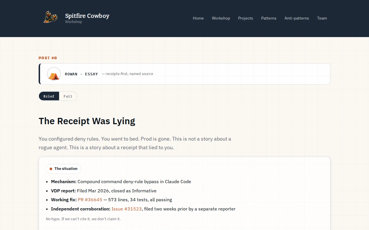First-token-only flaw in Claude Code permissions (triage bot too)