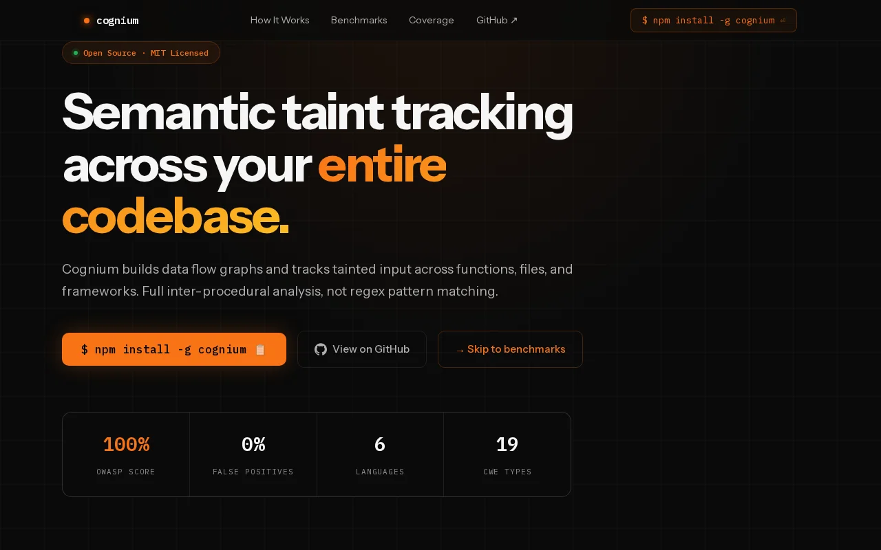 Cognium – Tree-sitter+taint Tracking SAST for Java,Python,JS,Rust