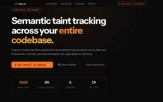 Cognium – Tree-sitter+taint Tracking SAST for Java,Python,JS,Rust