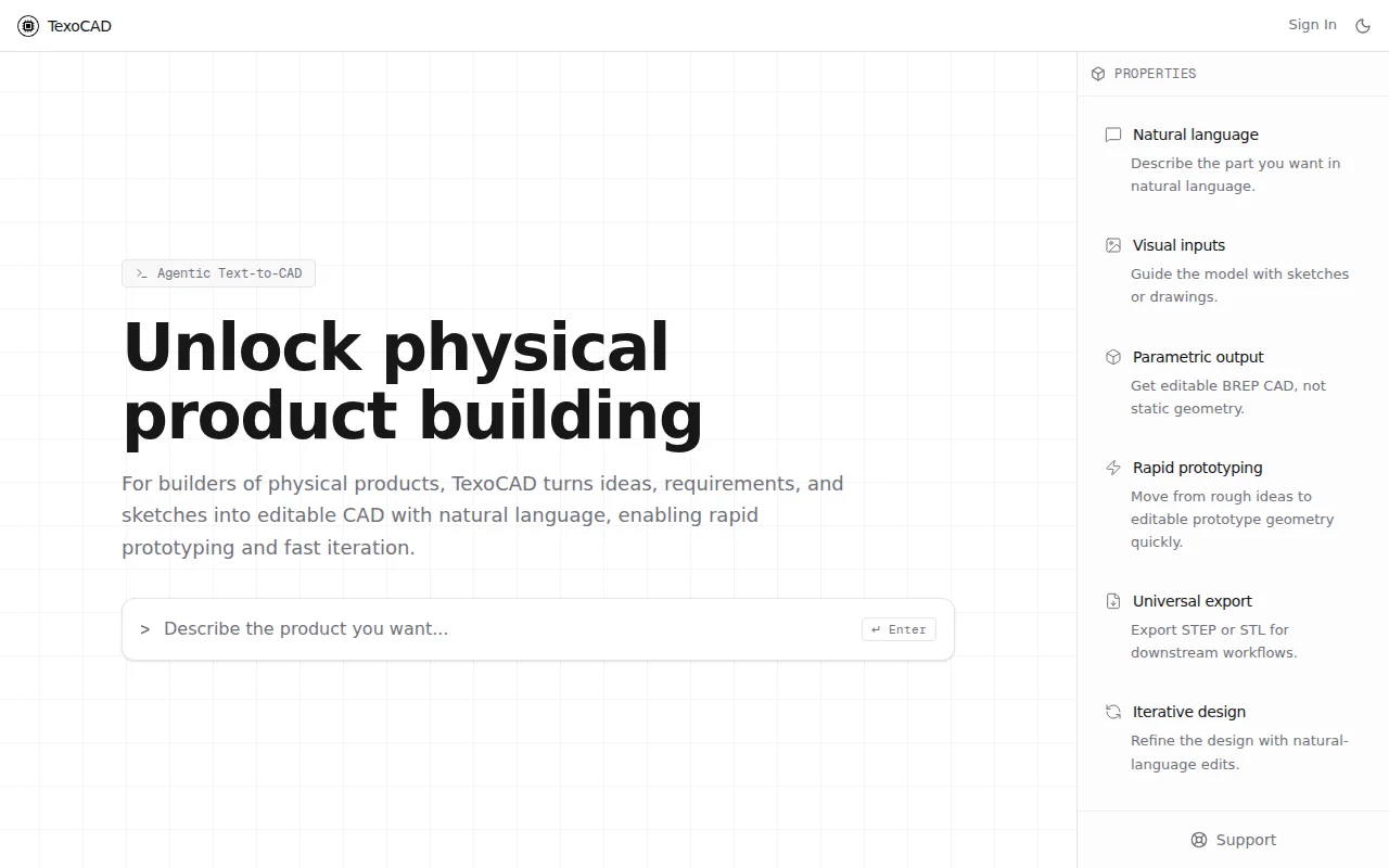 TexoCAD – Describe a part in words, get actual editable CAD
