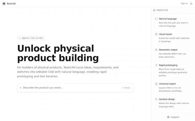 TexoCAD – Describe a part in words, get actual editable CAD