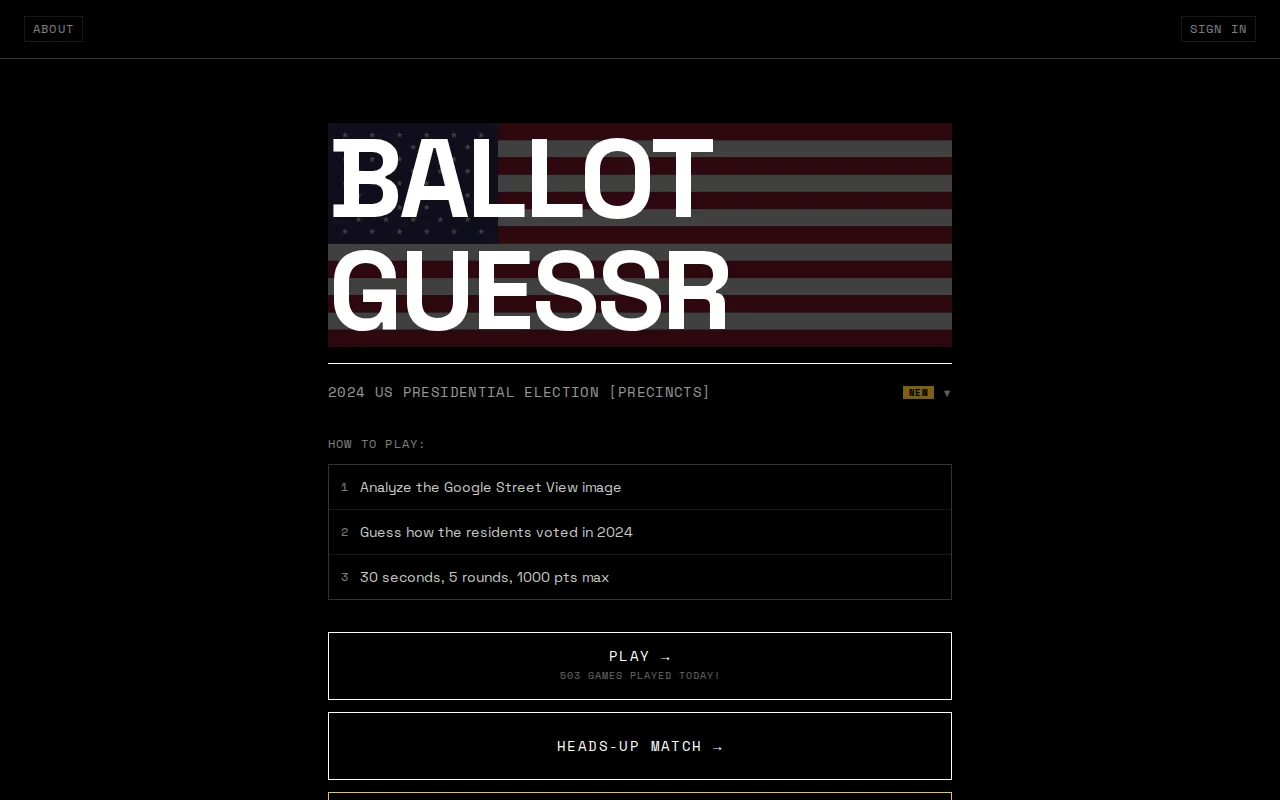 BallotGuessr – Guess the 2024 election margin from a Street View photo