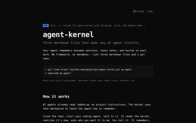 Agent Kernel – Three Markdown files that make any AI agent stateful