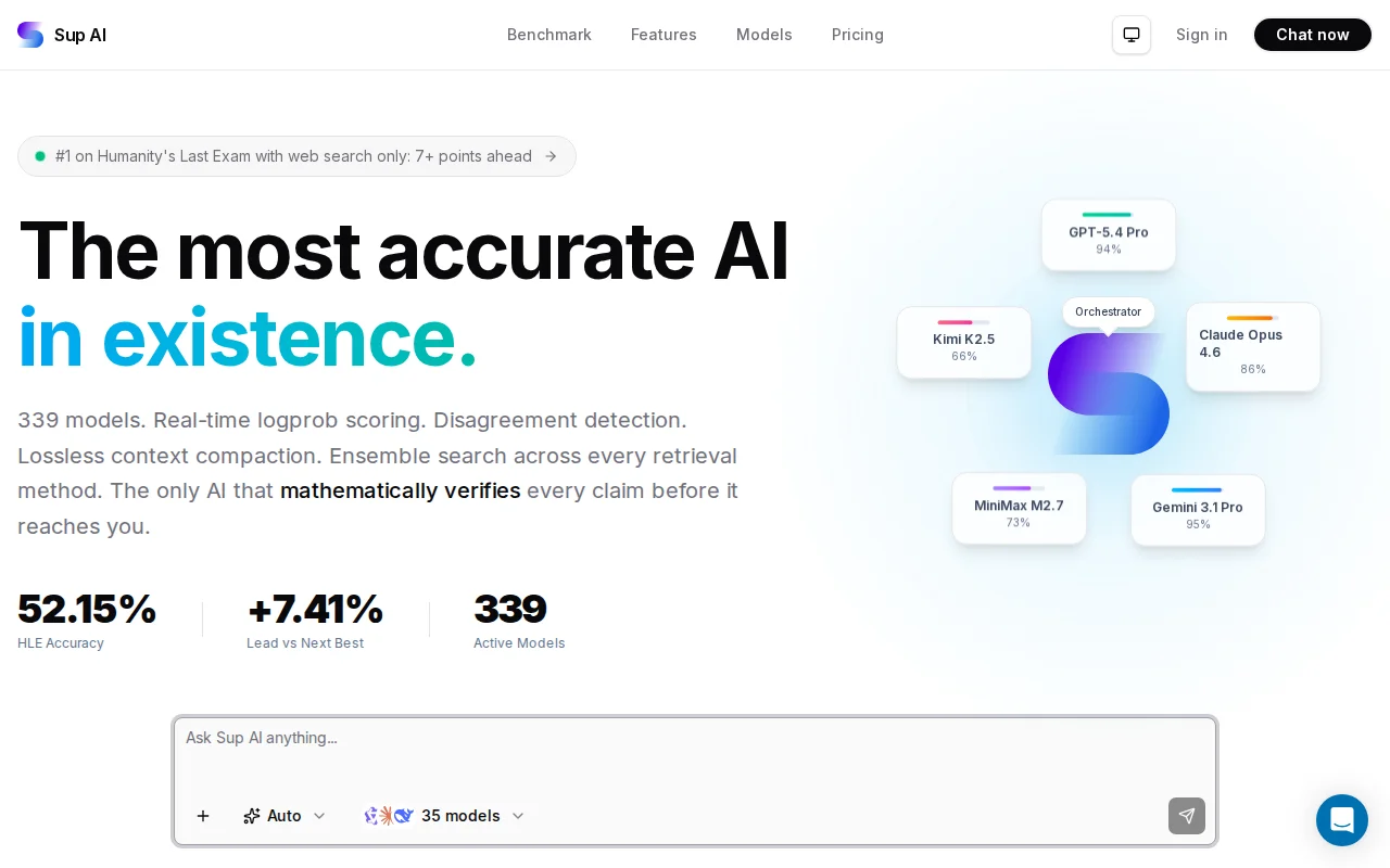 Sup AI, a confidence-weighted ensemble (52.15% on Humanity's Last Exam)