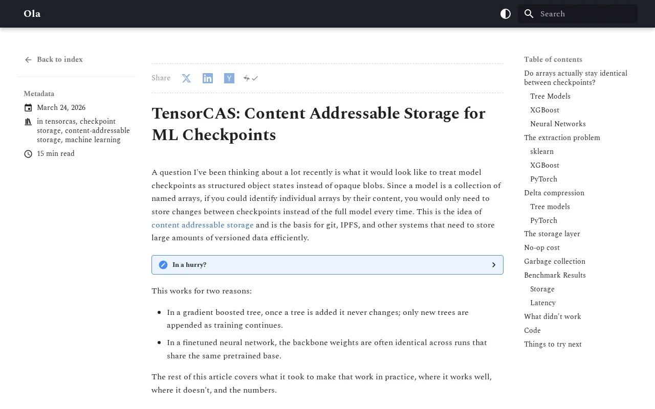 Content Addressable Storage for ML Checkpoints