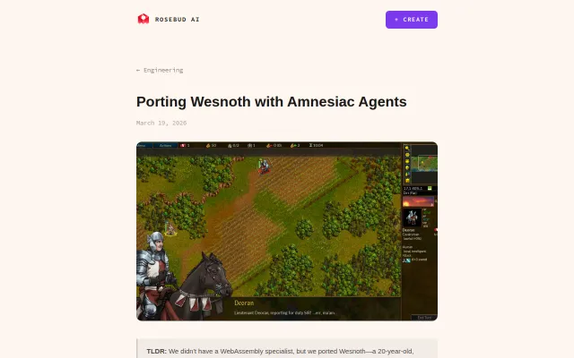 Porting old C++ Battle for Wesnoth to the web with amnesiac agents