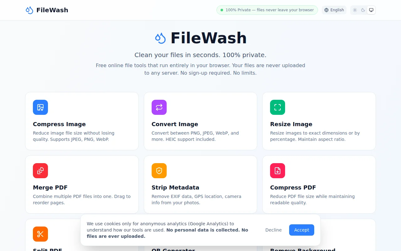 FileWash – File tools that never see your files