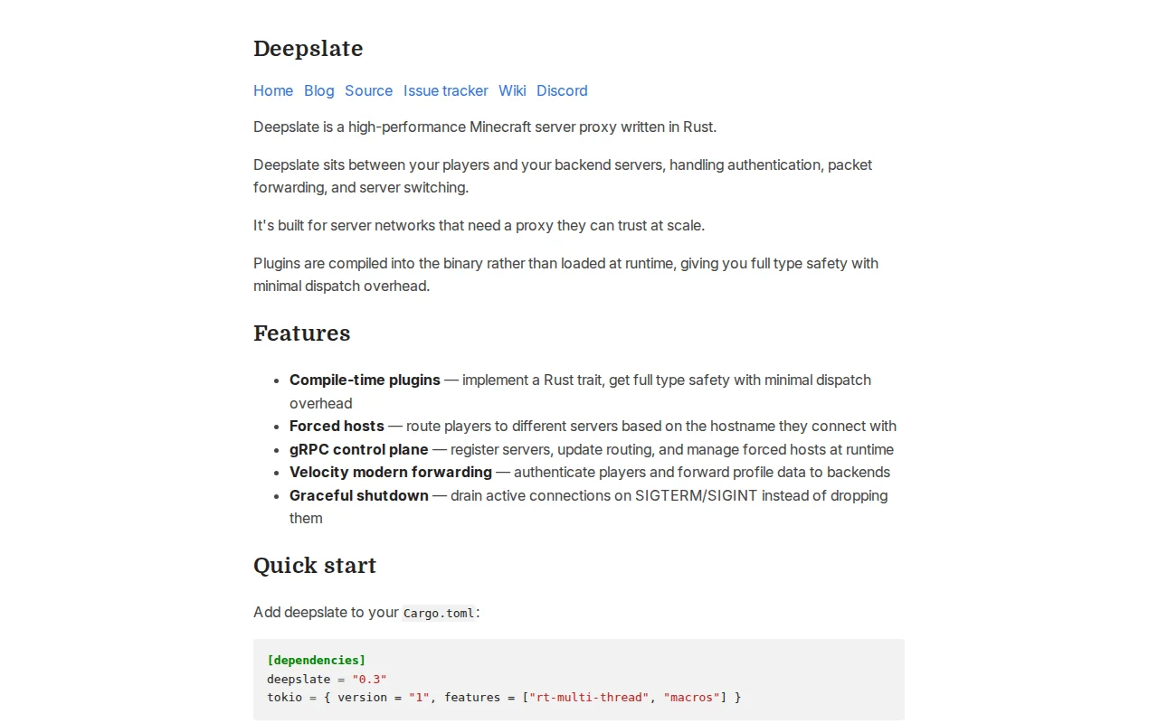 Deepslate – a Minecraft server proxy written in Rust