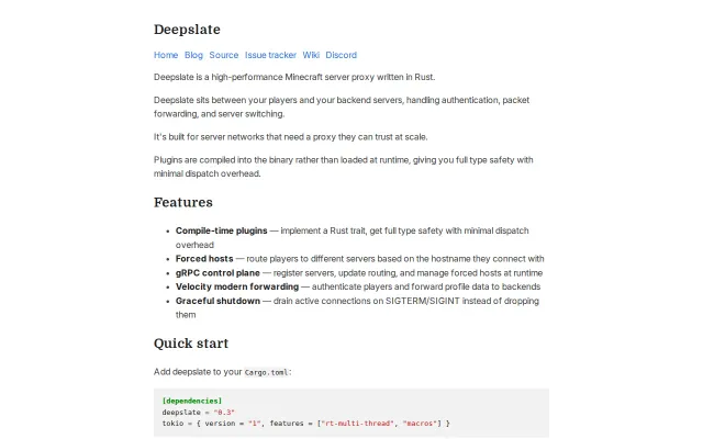 Deepslate – a Minecraft server proxy written in Rust