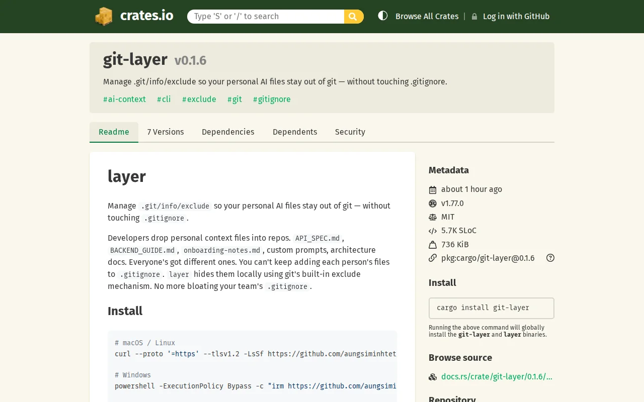 Layer – Hide your personal AI files from Git without touching gitignore