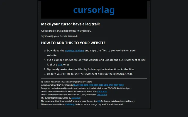 Cursorlag – add a lag trail to your cursor
