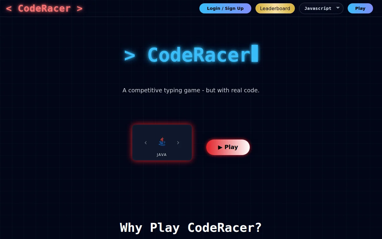 Code typing game to increase your typing speed in 10 languages