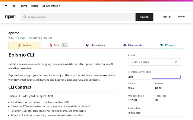 Epismo CLI – Make human-AI workflows reusable, like GitHub did for code