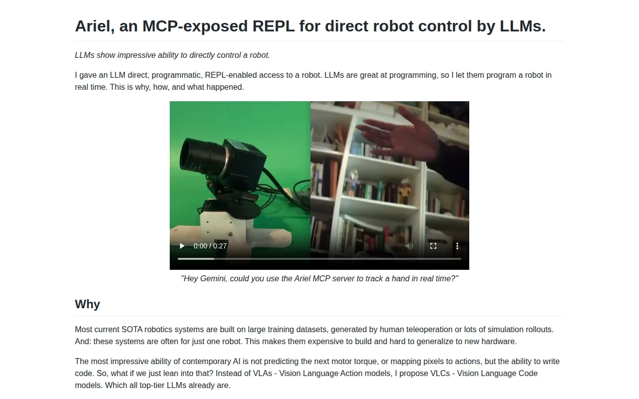 Ariel gives LLMs direct control over live robots