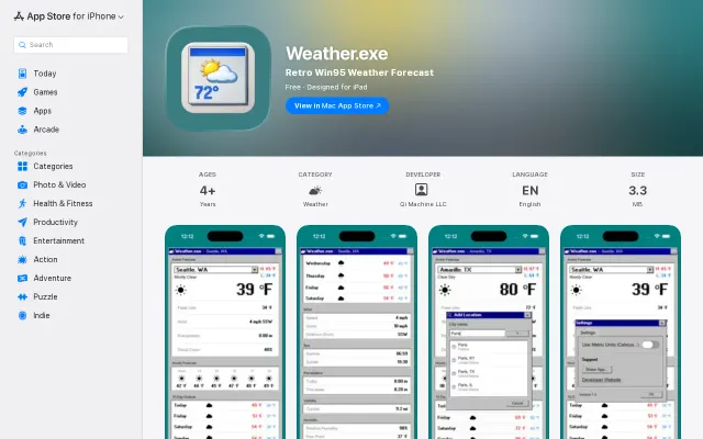 Windows 95–style Weather App for iPhone