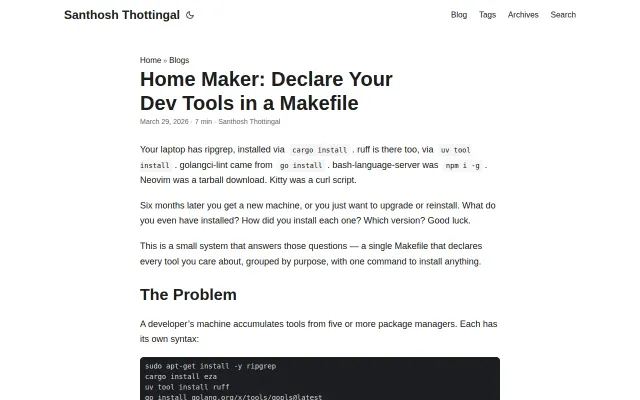 Home Maker: Declare Your Dev Tools in a Makefile