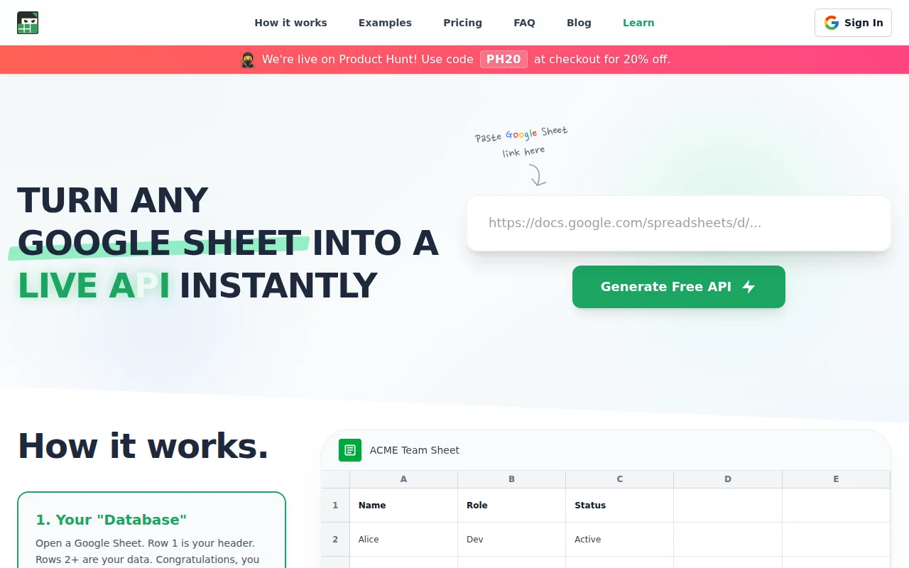 Sheet Ninja – Google Sheets as a CRUD Back End for Vibe Coders