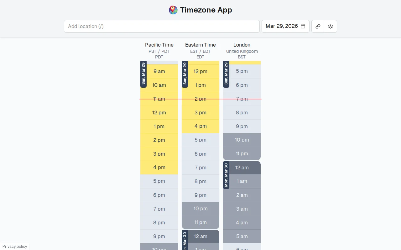 Timezone App – Visual meeting scheduler for distributed teams