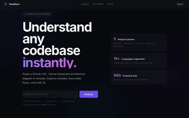 DeepRepo – AI architecture diagrams from GitHub repos
