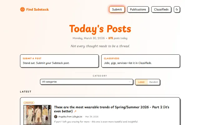 I created a newsfeed from 130k Substack publications
