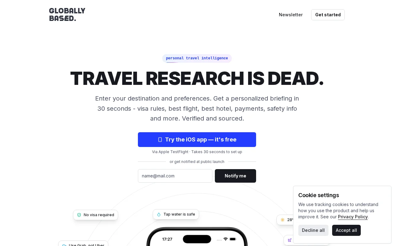 Travel app that replaces trip research with a 30s briefing (TestFlight)
