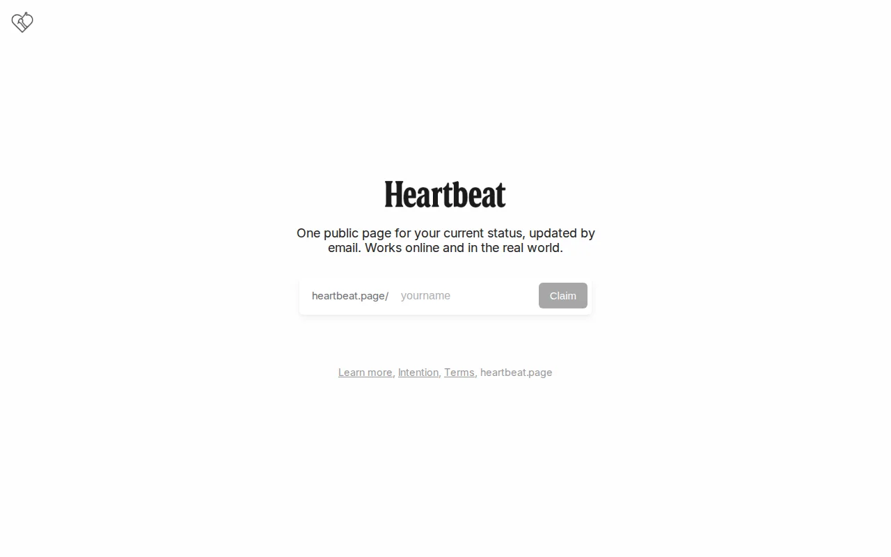 Heartbeat – A simple public page for your real-world and online status