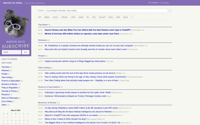 NewsMarvin – AI news from 71 sources, classified by Claude Haiku