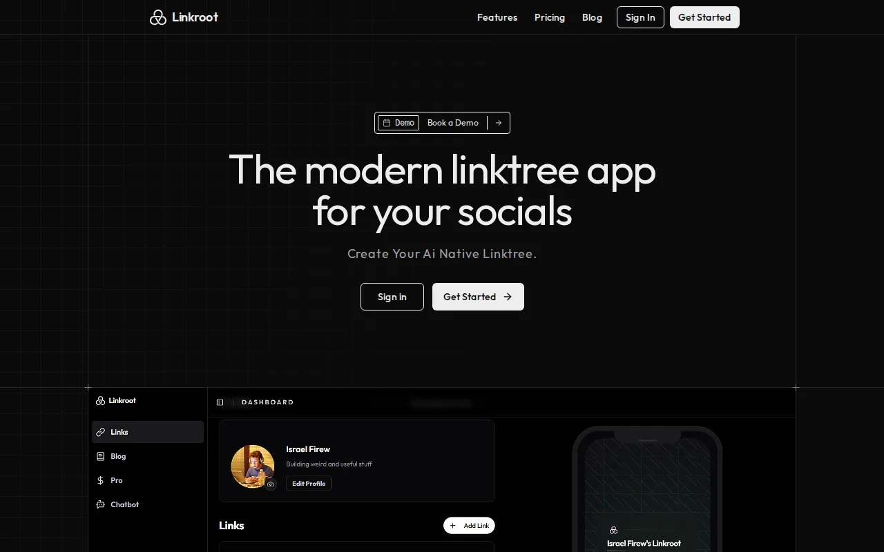 Open-source AI native linktree app