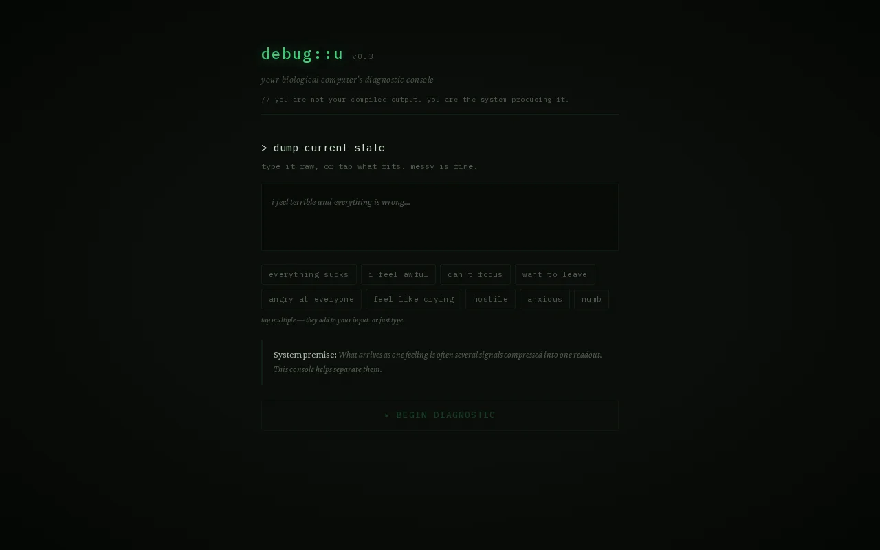 Debug:u – decompile a bad mood like a buggy system state