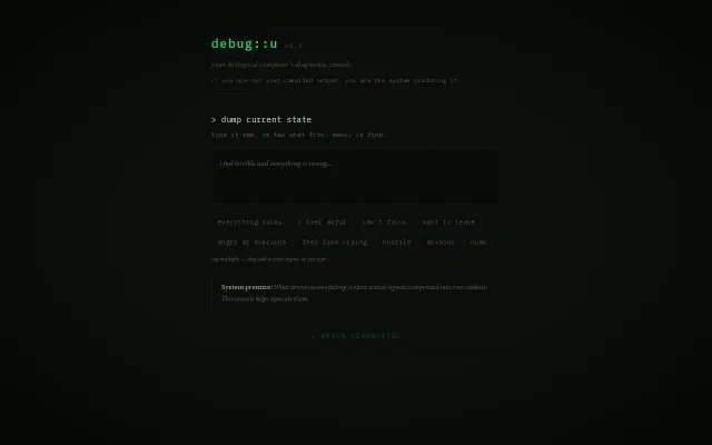 Debug:u – decompile a bad mood like a buggy system state