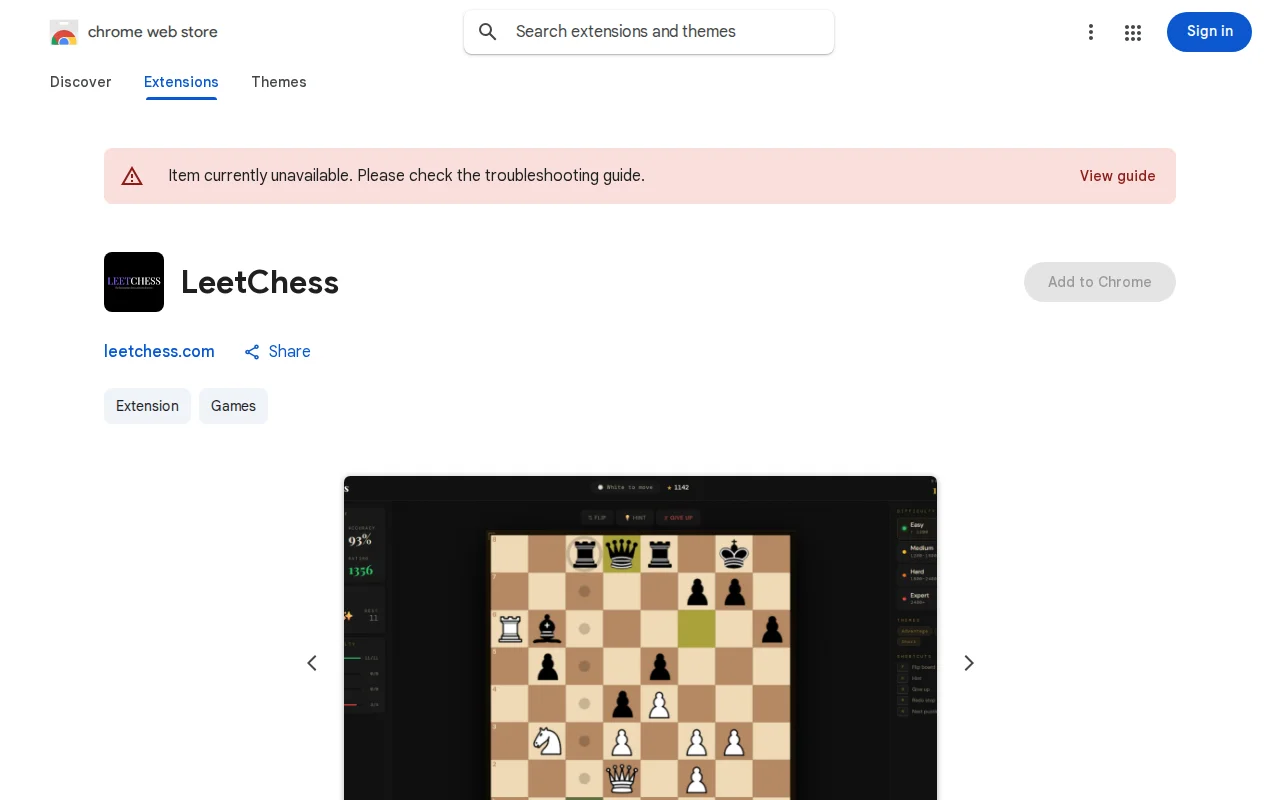 LeetChess – Solve Chess Puzzles on New Tab Pages