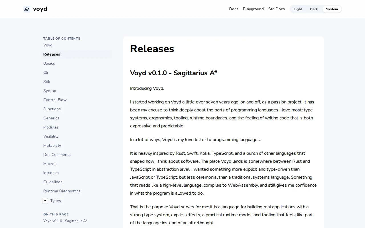 Voyd – A WASM first programming language with effect typing