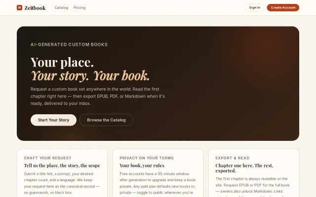 I vibe coded Zeitbook – create custom books from any idea