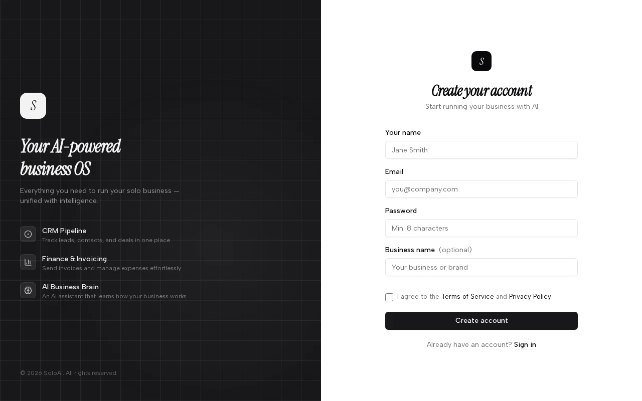 SoloAI – AI-powered Business OS for founders
