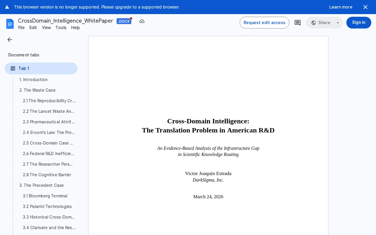 Cross Domain Intelligence – The Translation Problem in American R&D