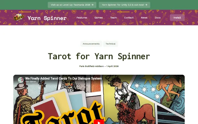 Tarot for Yarn Spinner
