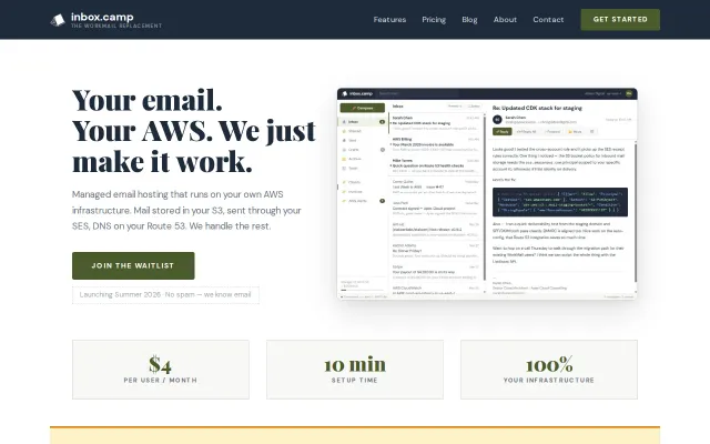 Inbox.camp, AWS WorkMail Replacement
