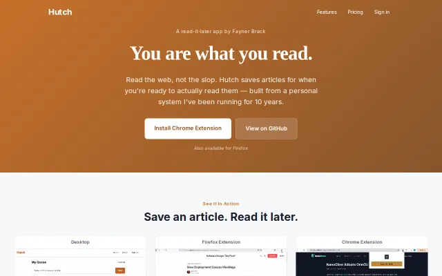 Hutch – Read the web, not the slop