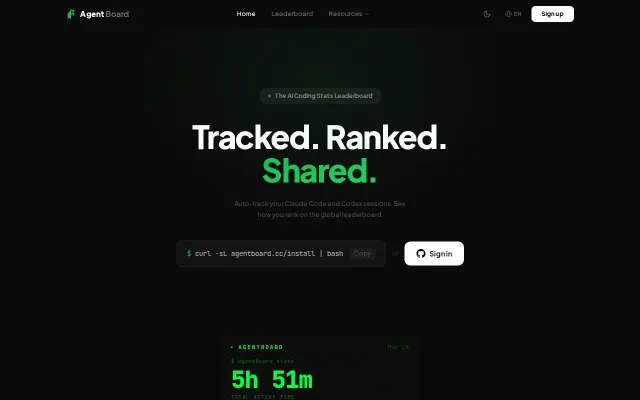 AgentBoard – Track your hours and tokens spent coding with AI