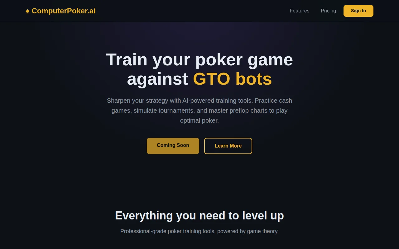 Computerpoker.ai – Learn GTO tournament poker strategy vs. GTO bots