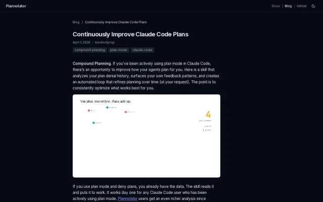 Continuously Improve Claude Code Plans