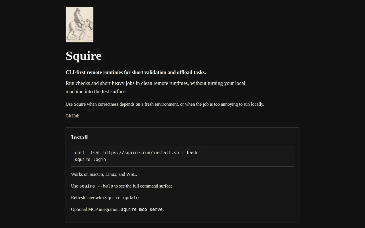 Squire – CLI-first remote runtimes for Claude Code / Codex workflows