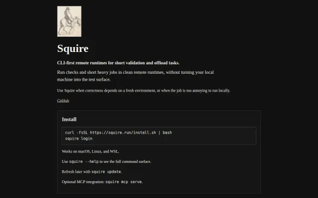 Squire – CLI-first remote runtimes for Claude Code / Codex workflows