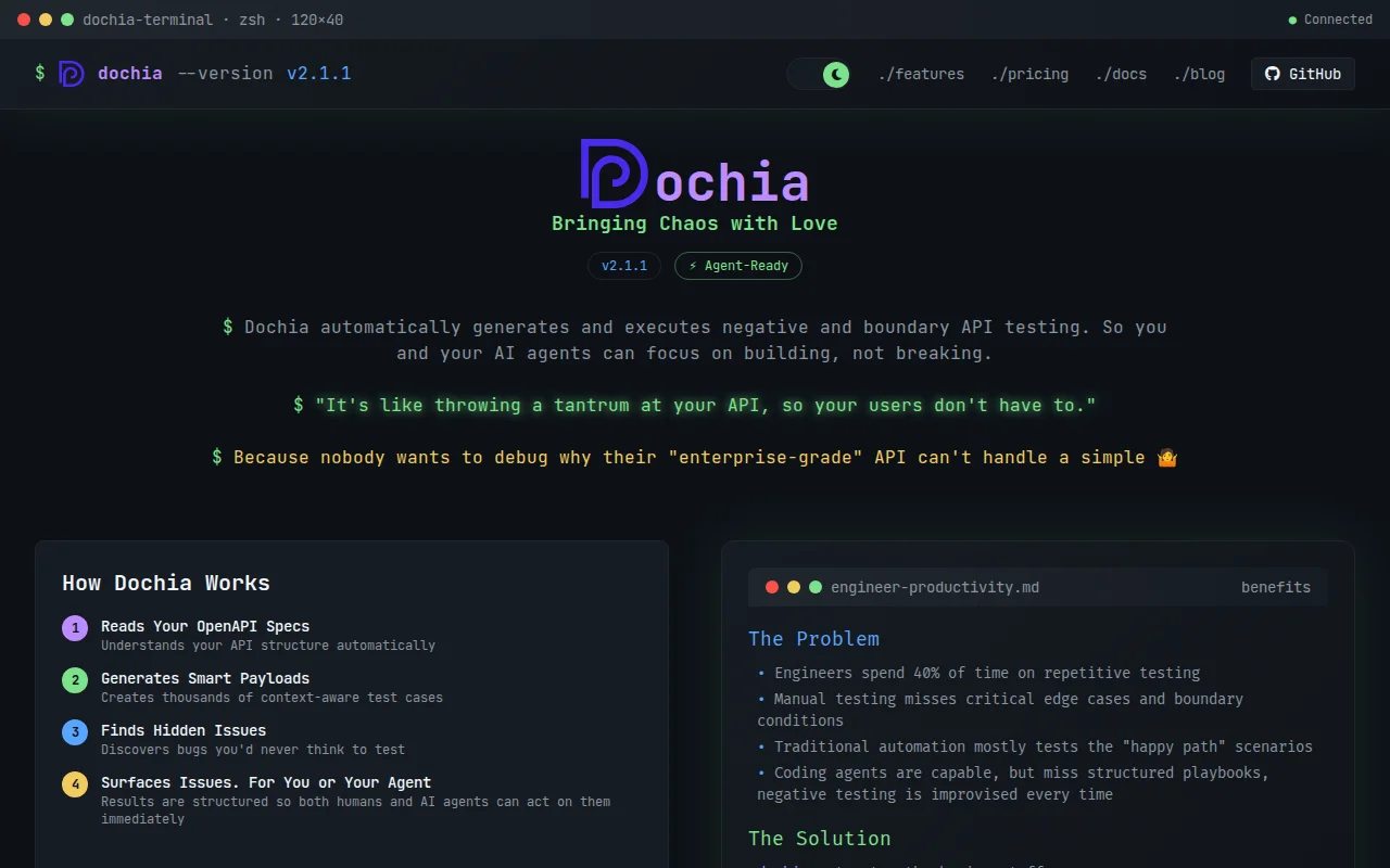 Dochia – automated API testing for agentic build-test-fix loops