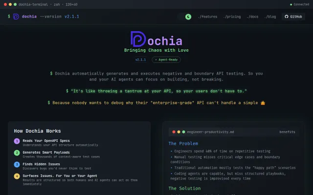 Dochia – automated API testing for agentic build-test-fix loops