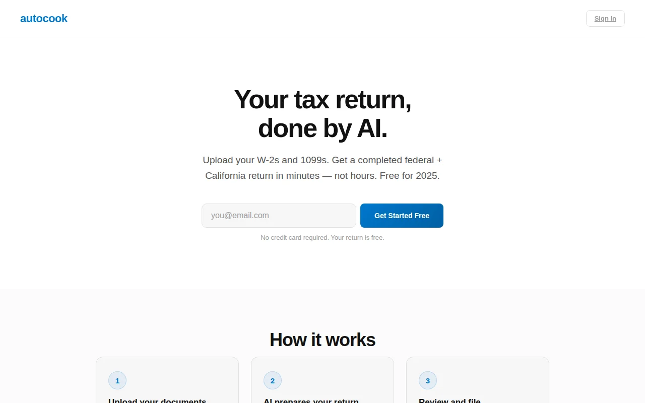 AI tax filing – upload W-2s and 1099s, get completed IRS forms back