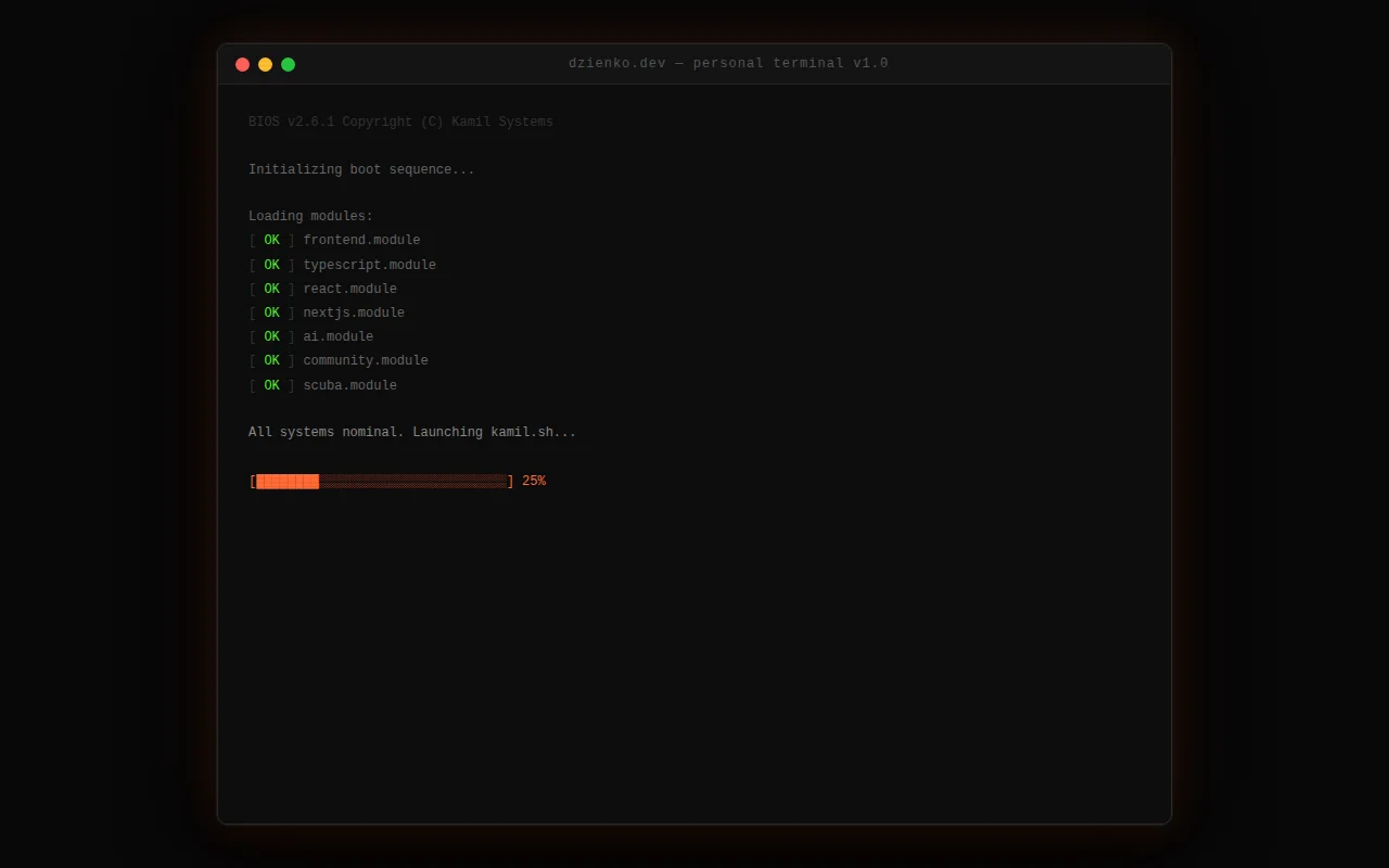 My portfolio as a working terminal (vanilla JavaScript, one HTML file)