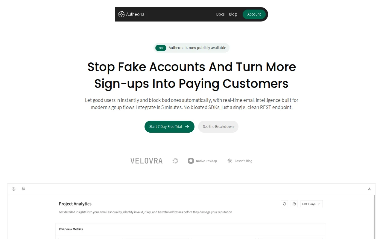 Autheona – The API That Stops Fake Sign-Ups
