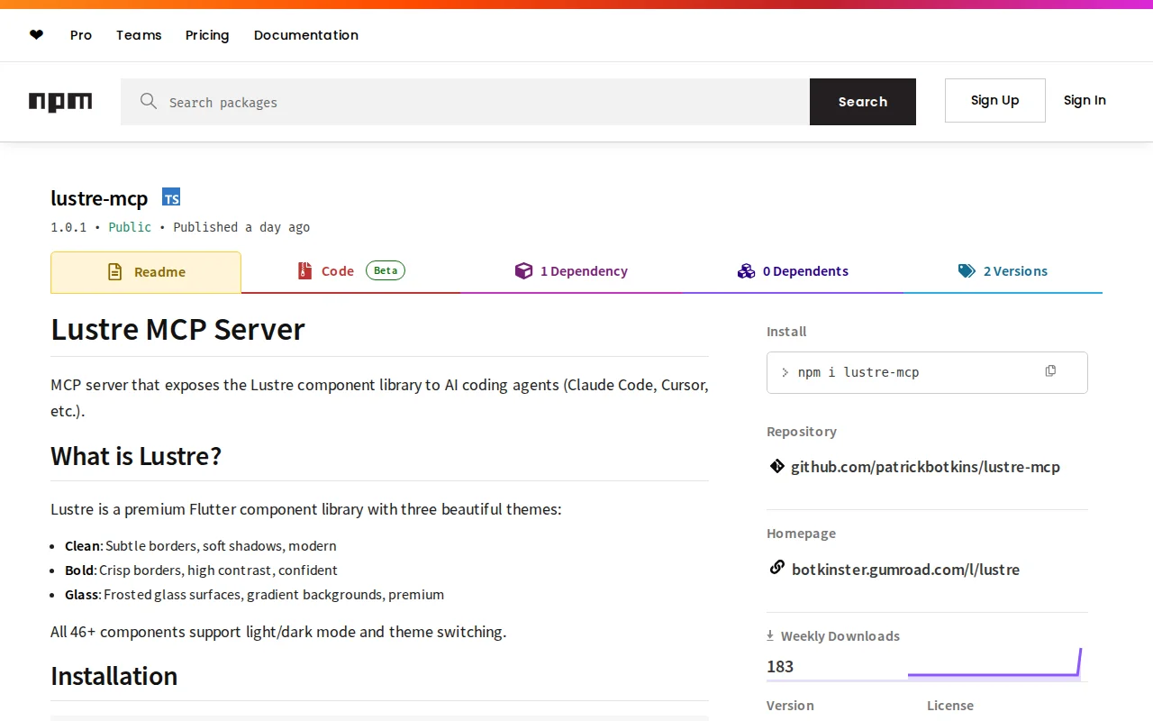 Lustre – MCP server giving AI tools premium Flutter components